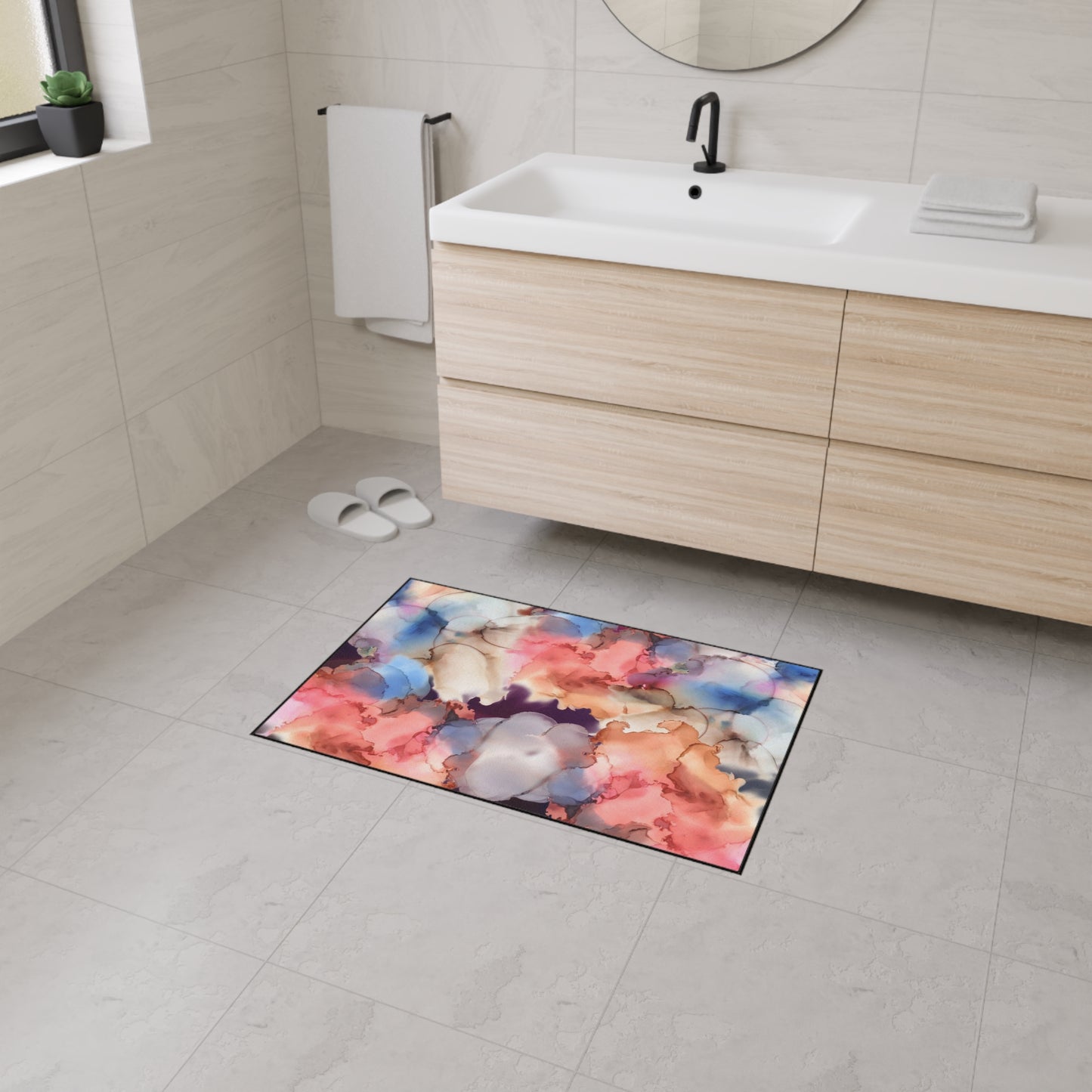 Abstract Watercolor Heavy-Duty Floor Mat — Non-Slip Entry Rug for Home & Office
