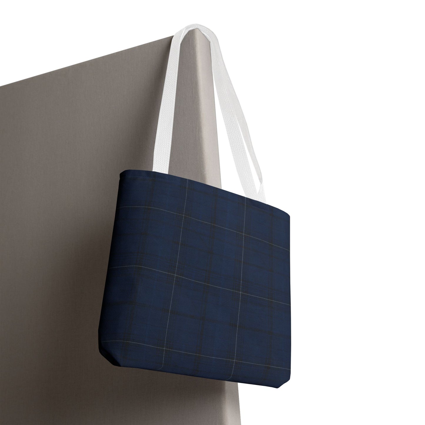 Navy Tartan Tote Bag – Classic Plaid All-Over Print Tote