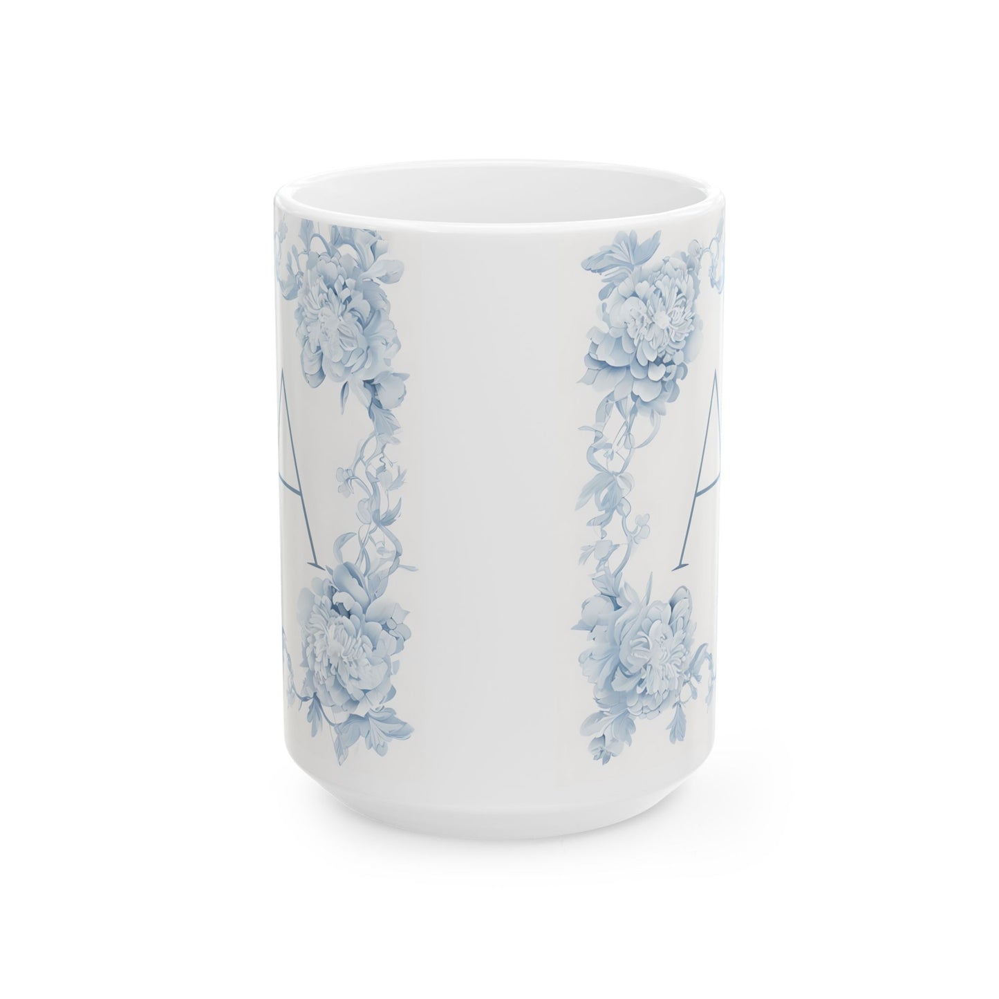 Blue Floral Monogram Ceramic Mug (11oz/15oz)