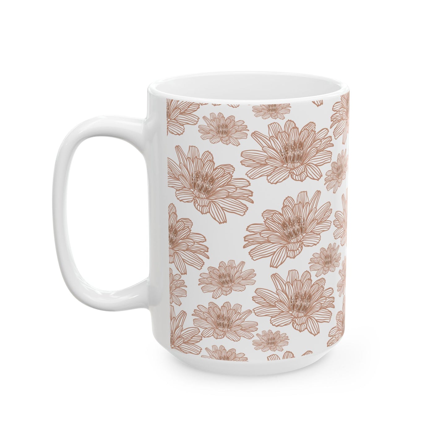 Floral Ceramic Mug - Pink Lotus Coffee Cup, Gift for Flower Lovers, Home Decor, Mother's Day, Tea Drinkers, Cozy Mornings