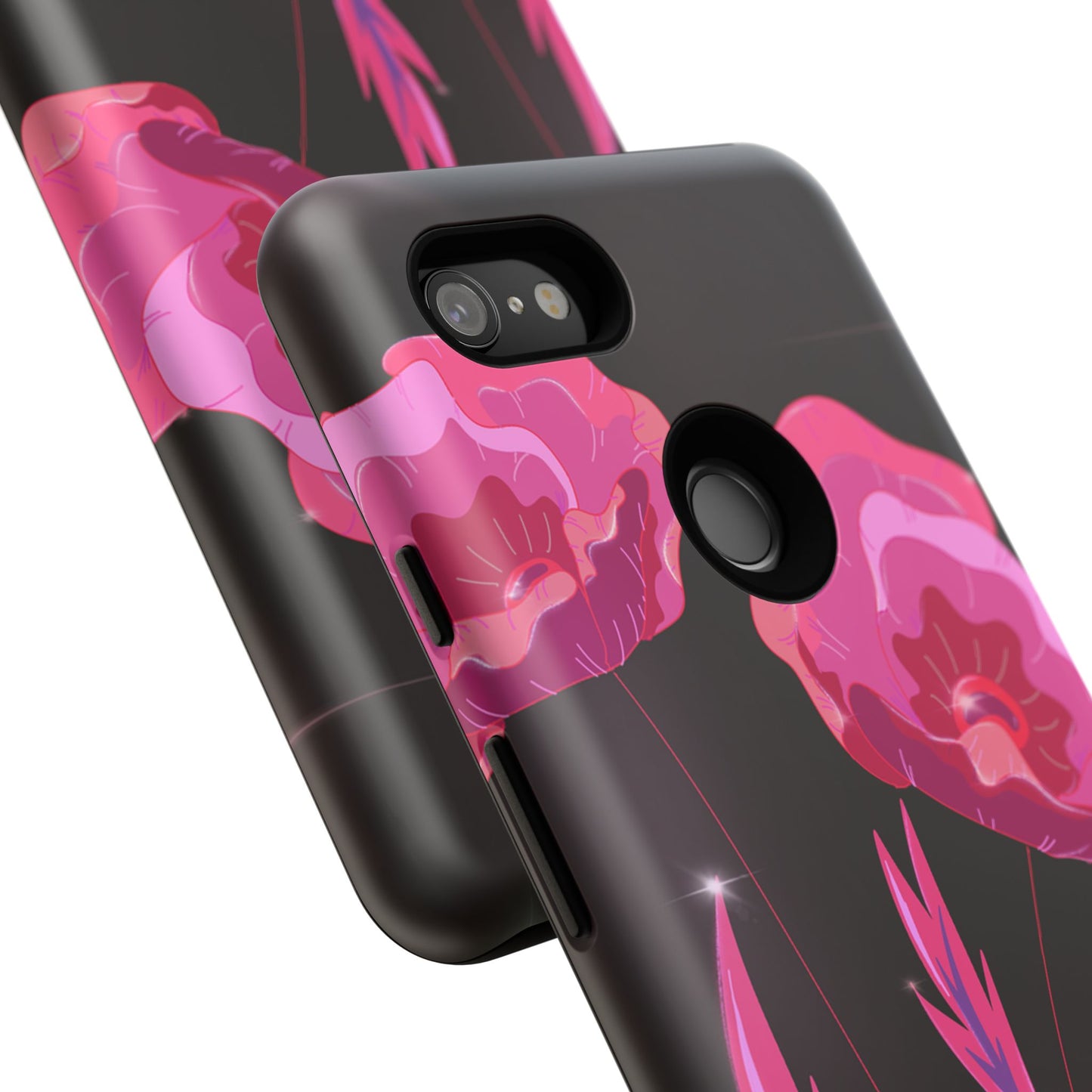 Floral iPhone Case | Tough Cases with Pink Poppy Design, Elegant Flower Phone Cover, Gift for Her, Spring Accessories, Chic Tech
