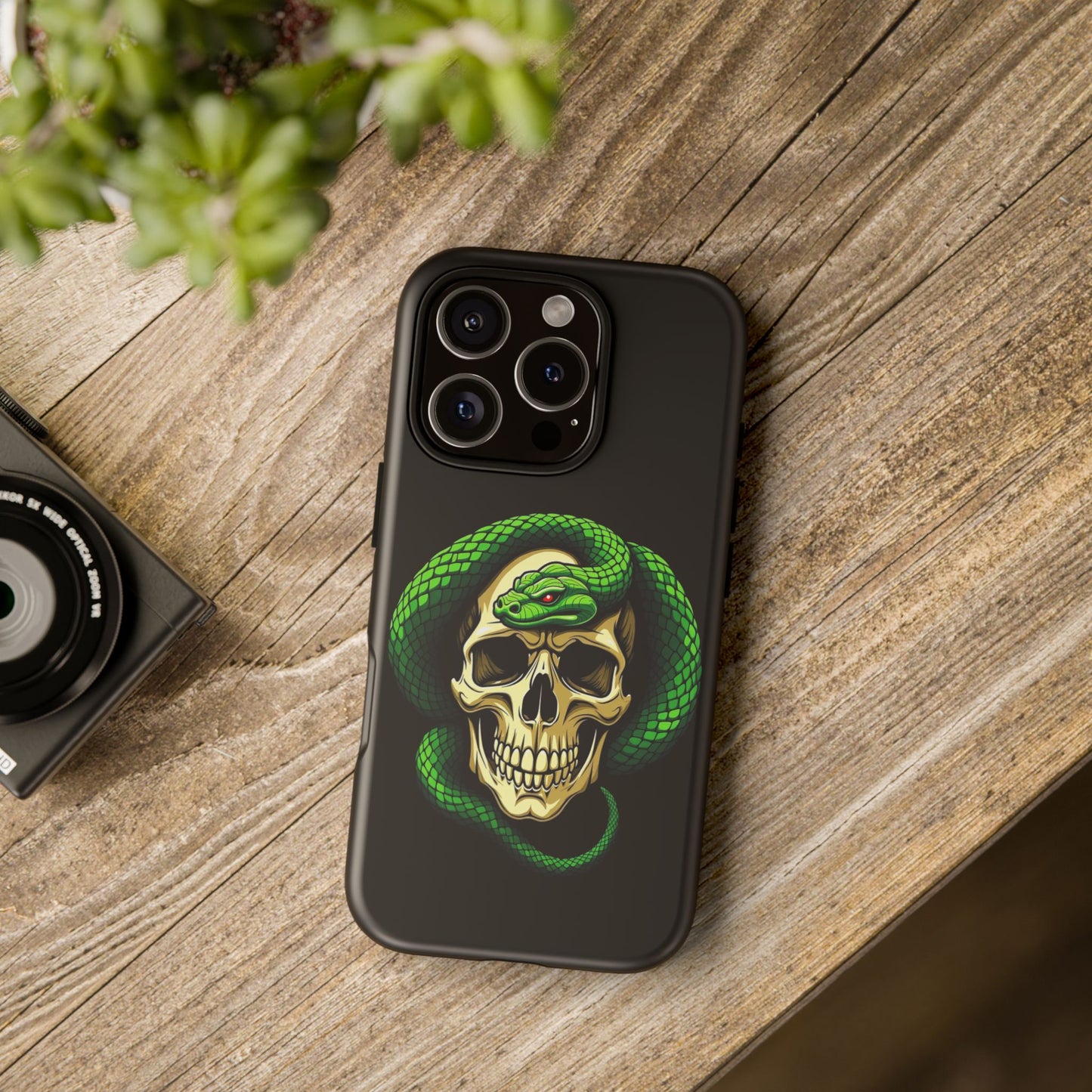 Skull & Snake Phone Case | Tough Cases, Protective Cover, Edgy Phone Accessories, Gothic Gift, Halloween Decor