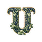 Floral Letter U Sticker — Vintage Botanical Monogram Kiss-Cut Decal