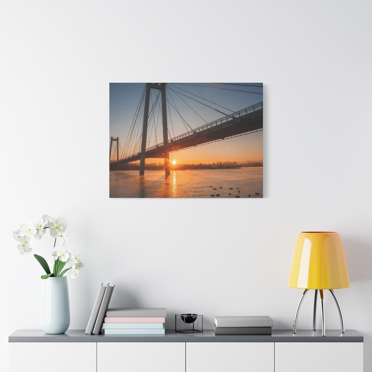 Sunrise Bridge Canvas Wall Art — Matte Stretched Canvas