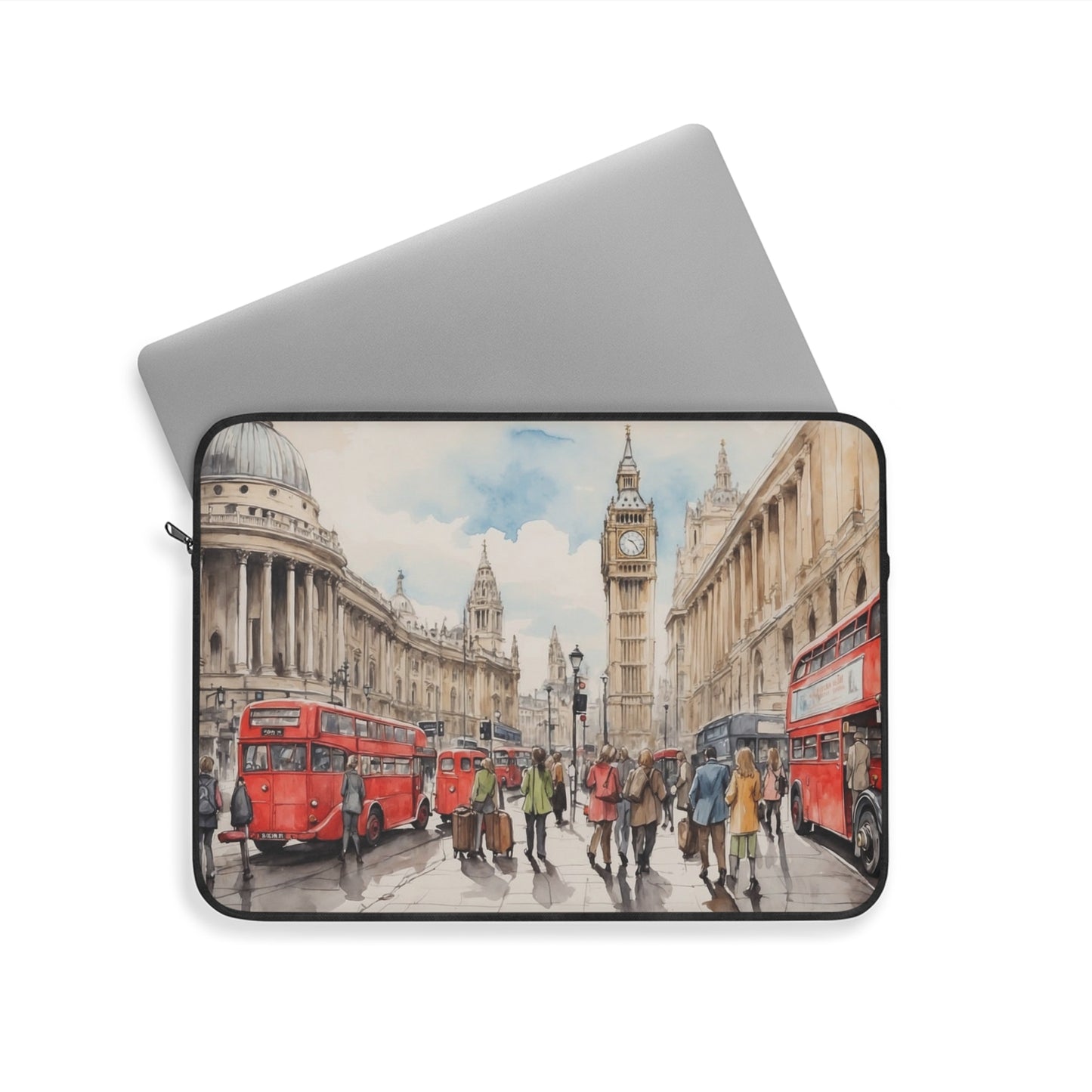 Stylish London Laptop Sleeve, Red Bus Design, Perfect for Students, Professionals, Travelers, Great Gift for Tech Lovers