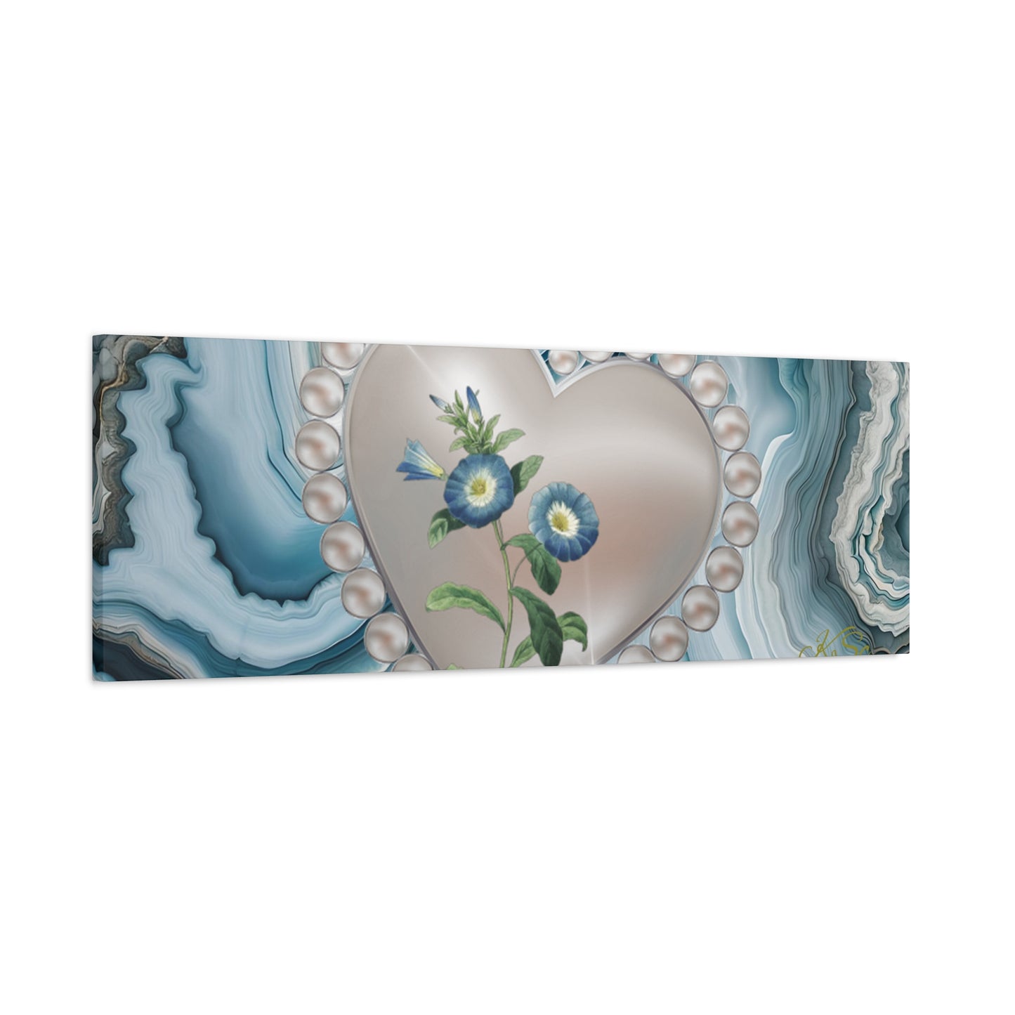 Elegant Floral Heart Canvas Wall Art, Modern Home Decor, Gift for Her