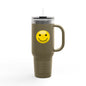 Smiley Face Insulated Travel Mug | 40oz Large Cup for Hot/Cold Beverages | Perfect for Travel & Gifting