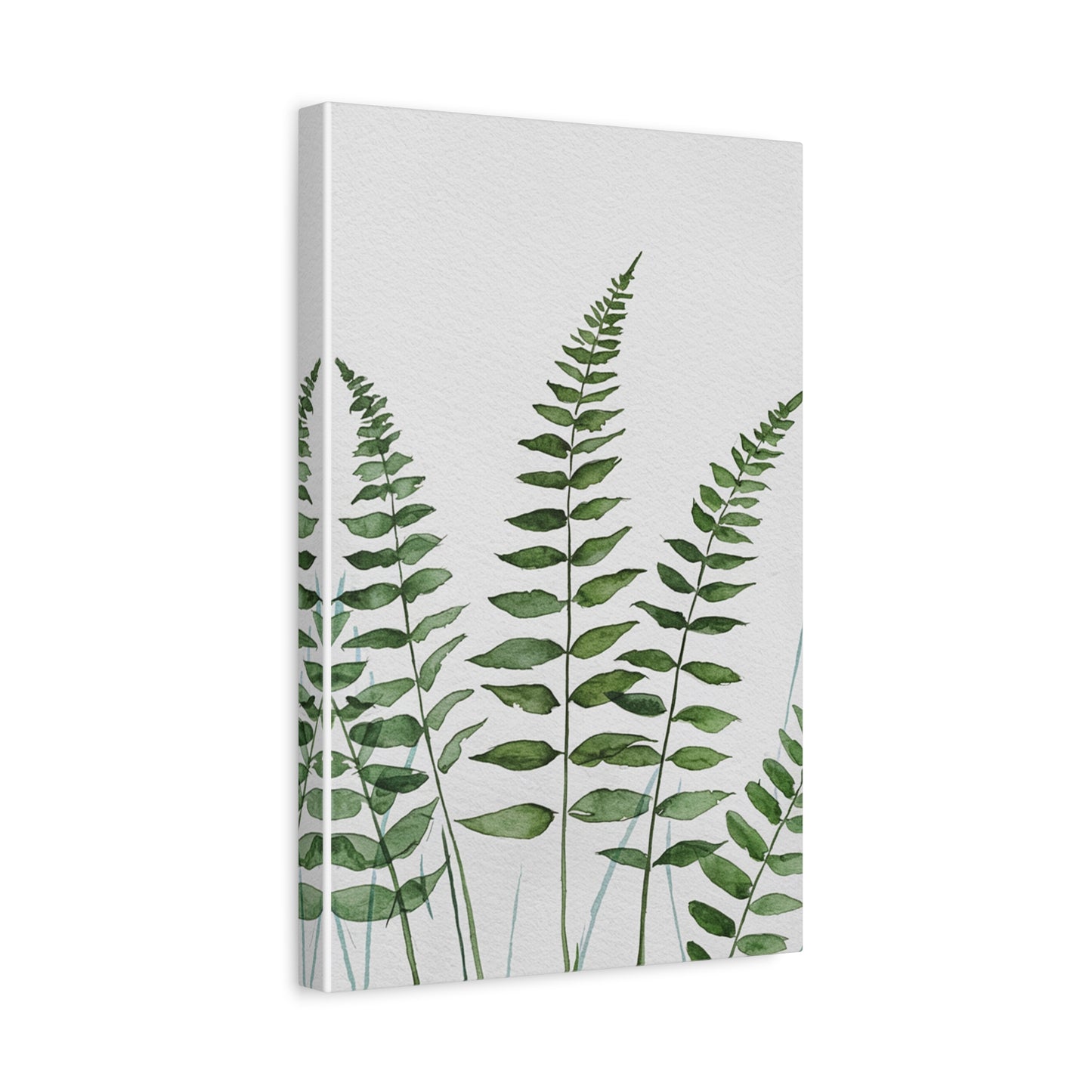 Fern Watercolor Canvas Art – Botanical Matte Stretched Wall Print