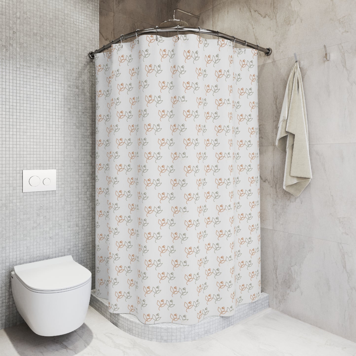 Elegant Floral Shower Curtain, Boho Bathroom Decor, Botanical Print, Gifts for Home, Modern Bathroom Accessories