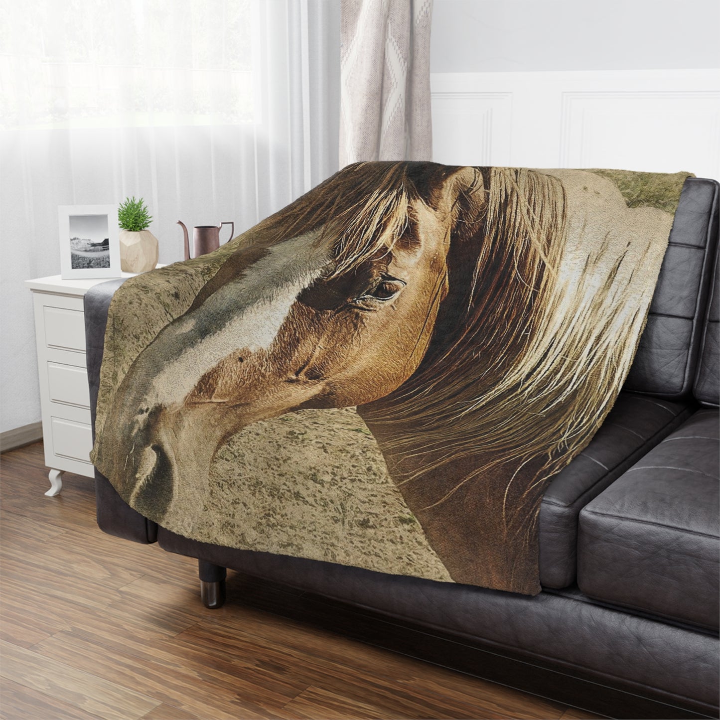 Rustic Horse Minky Blanket — Soft Western Horse Portrait Throw
