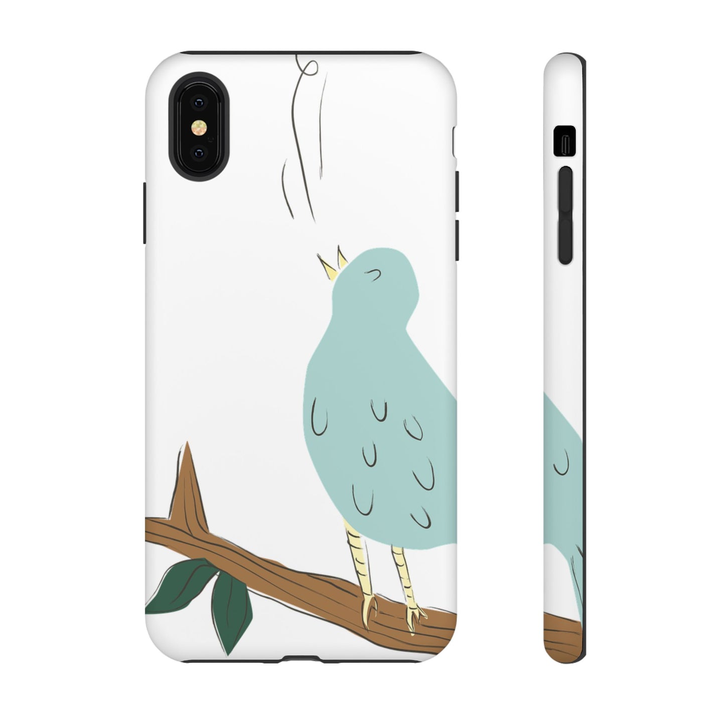 Birdsong Phone Case — Cute Blue Bird on Branch Protective Case