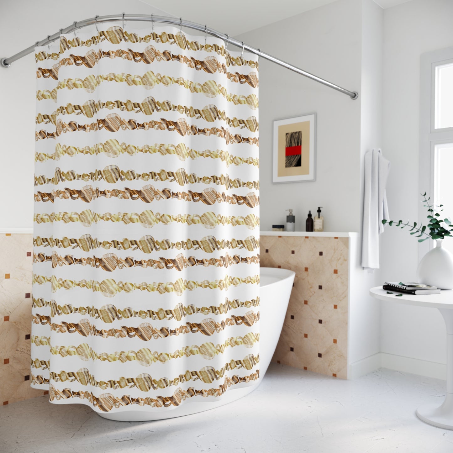 Shower Curtains white gold
