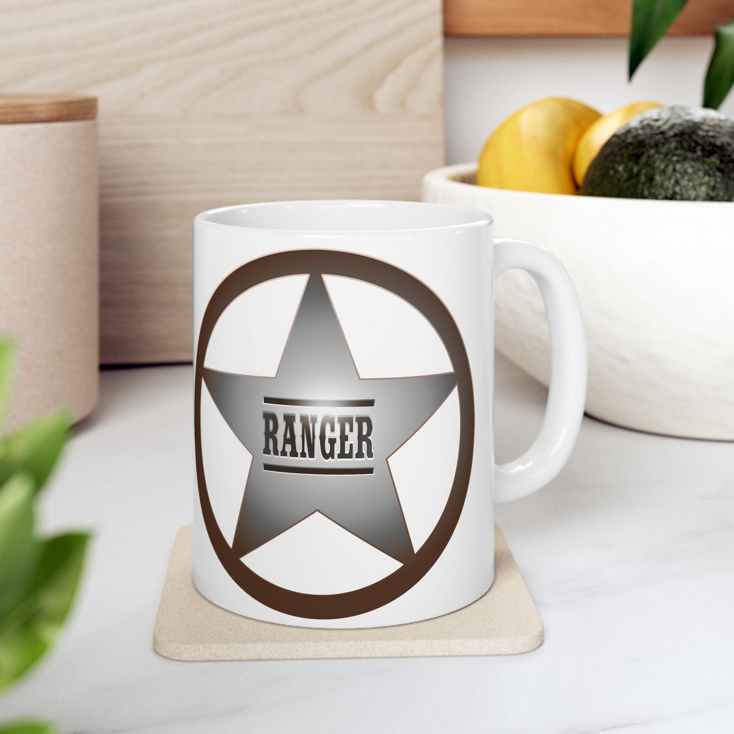 Rustic Star Ranger Ceramic Mug - Perfect Gift for Adventure Lovers, Cowboy Decor, Personalized Coffee Cup, Unique Gifts, Western Style