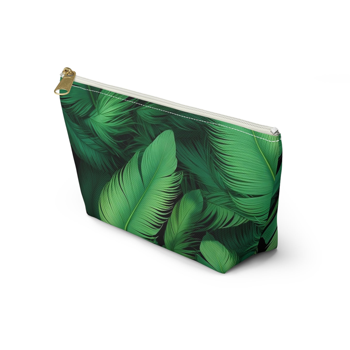 Tropical Leaf Accessory Pouch, Eco-Friendly Makeup Bag, Travel Organizer, Green Floral Pouch, Cute Gift for Nature Lovers