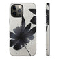 Monochrome Floral Tough Phone Case — Black Ink Flower Protective Cover