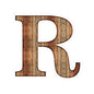 Woodgrain Letter R Kiss-Cut Sticker — Rustic Monogram Laptop Decal