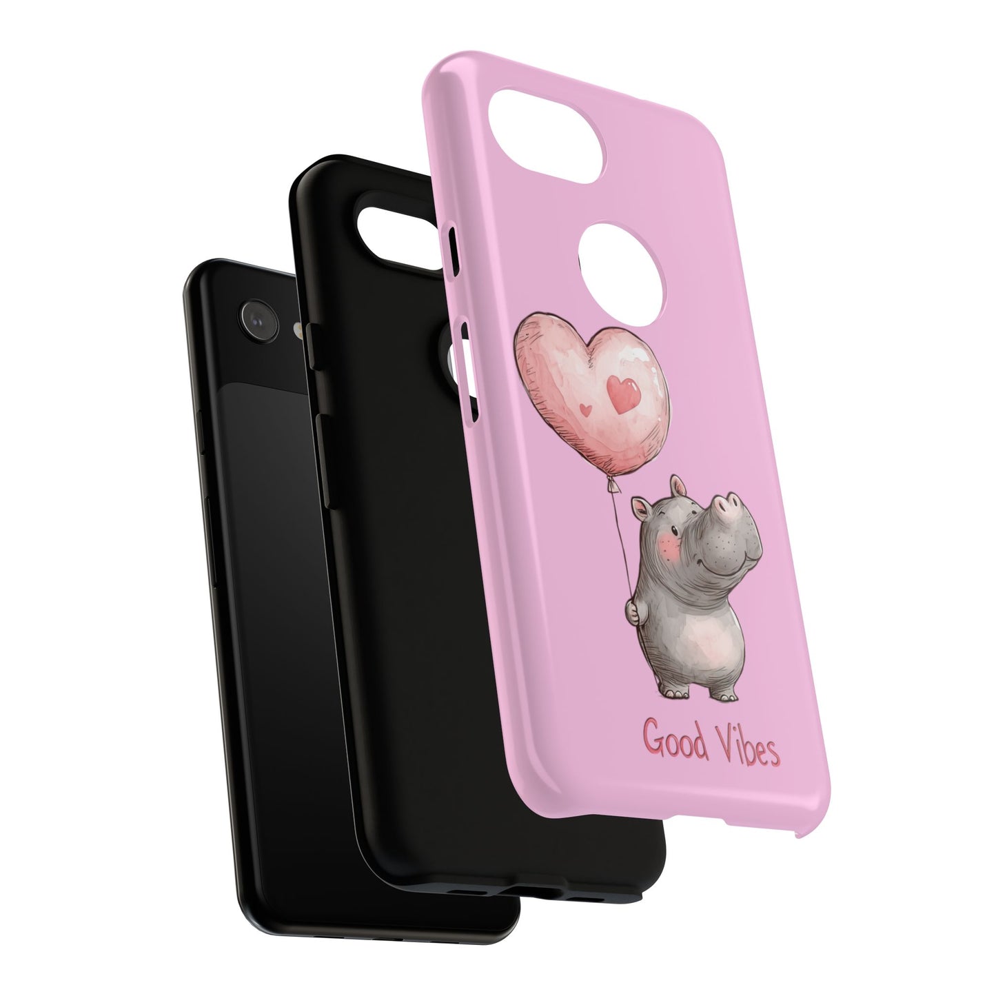 Cute Hippo Phone Case | Good Vibes, Gift for Friends, Cute Phone Accessories, Animal Lover Gift, Happy Phone Cover