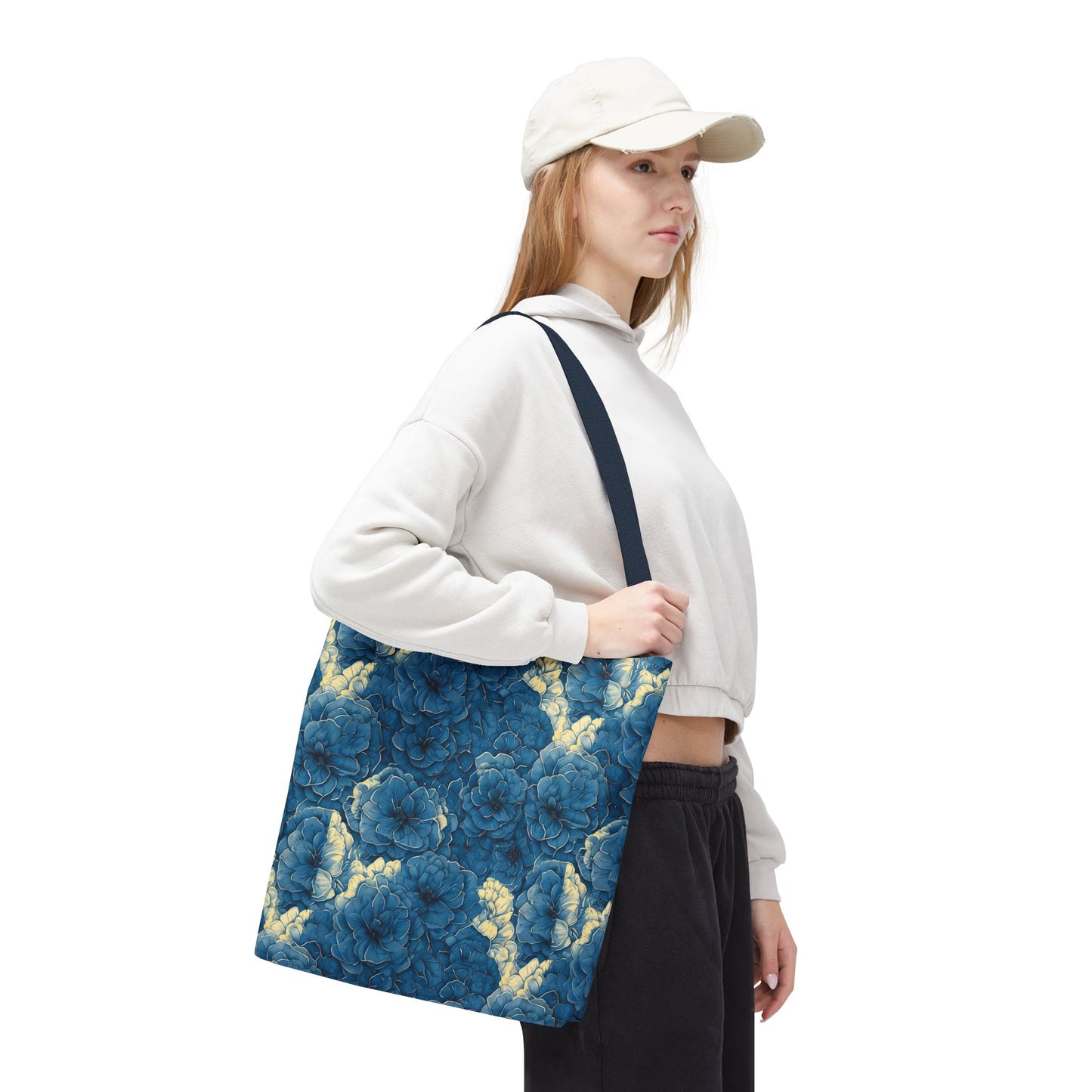 Floral Blue Peony Tote