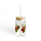Strawberry-Painted Sipper Glass, Eco-Friendly Drinkware for Smoothies, Juices, Gifts for Mom, Summer Parties, Kitchen Decor
