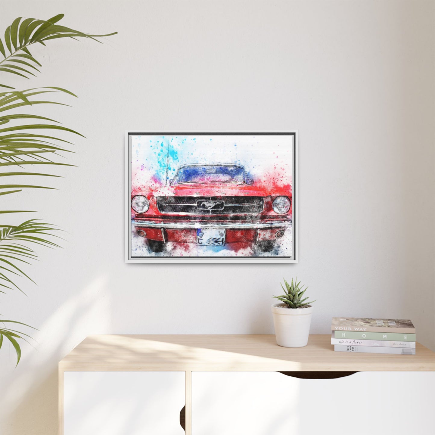 Matte Canvas, Framed Mustang Car