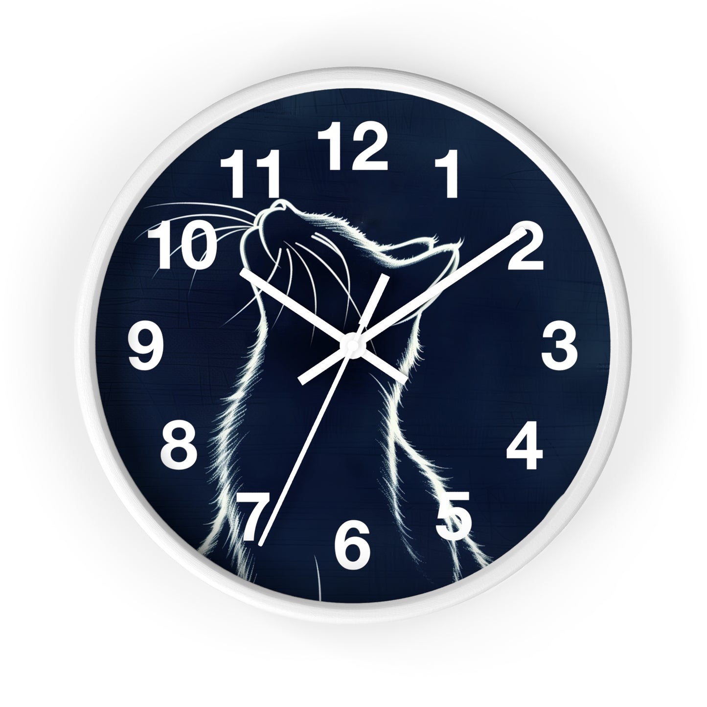 Moonlit Cat Wall Clock | Night Sky Silhouette, Minimal Numerals