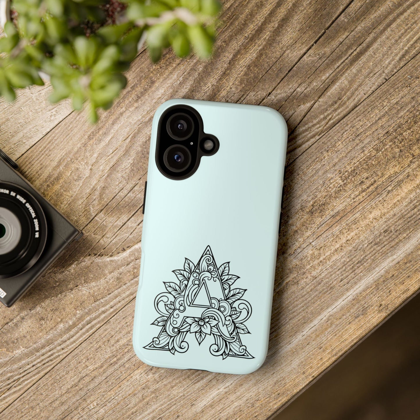 Personalized Tough Phone Case, Floral Monogram Cell Phone Cover, Custom Protective Case, Unique Gift, Birthday, Graduation