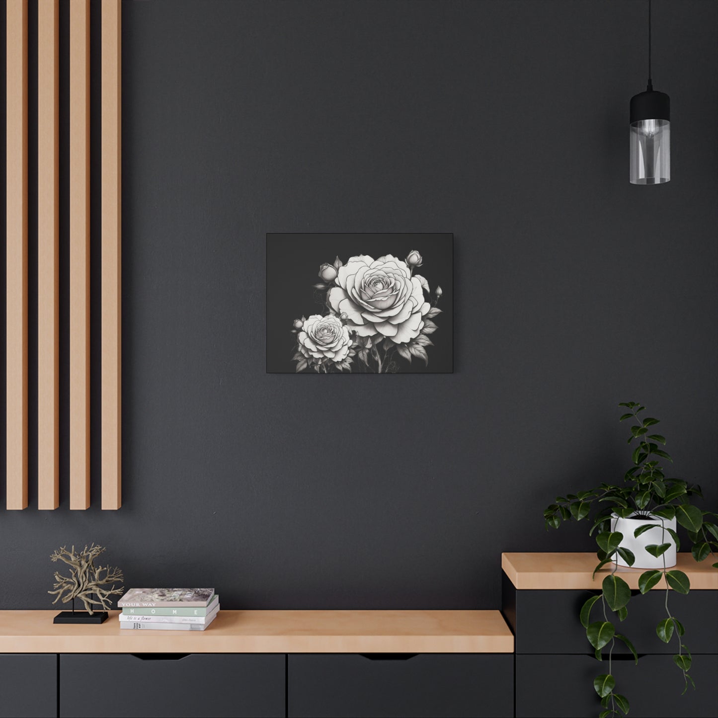 Monochrome Rose Canvas Print — Black & White Floral Wall Art