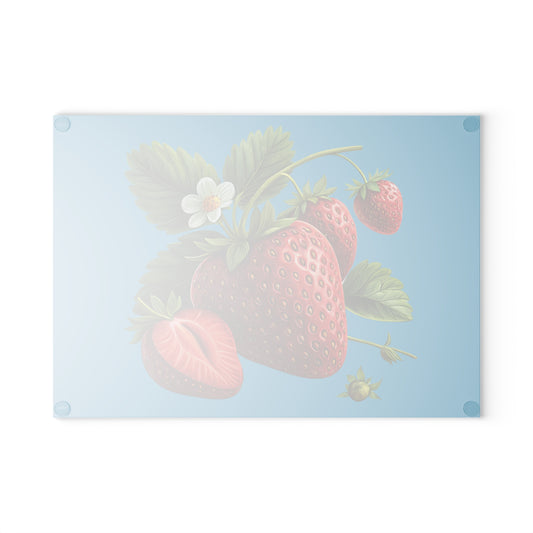 Vibrant Strawberry Glass Cutting Board, Kitchen Decor, Cooking Gift