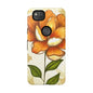 Floral Phone Case with Orange Flower Design, Tough Phone Cover, Floral Gift, Stylish Tech Accessory, Nature Lovers, Spring Vibes