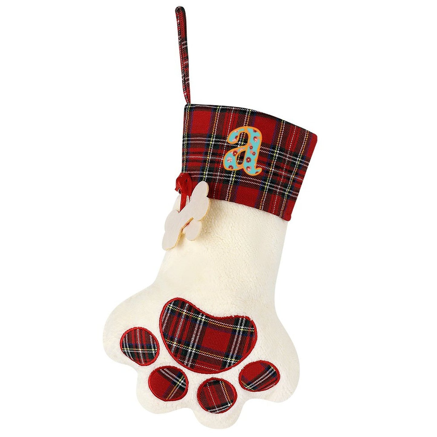 Pet Cat Dog Claw Christmas Stocking - Letter A