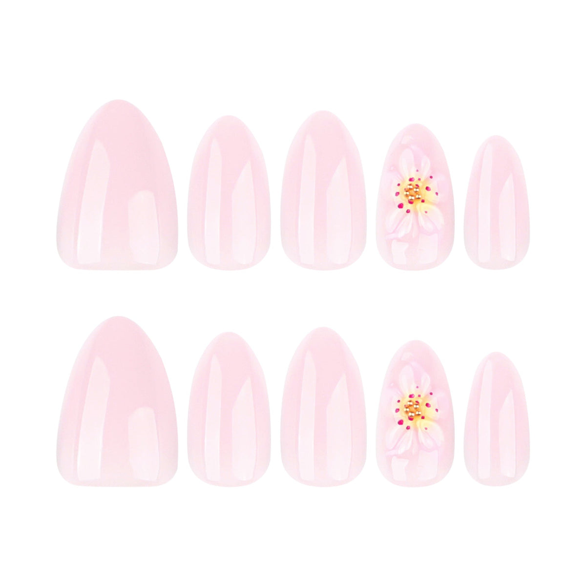 365nails: "Blush Petal Almond" – 3D Floral Hand-painted Almond Nails – Image 5