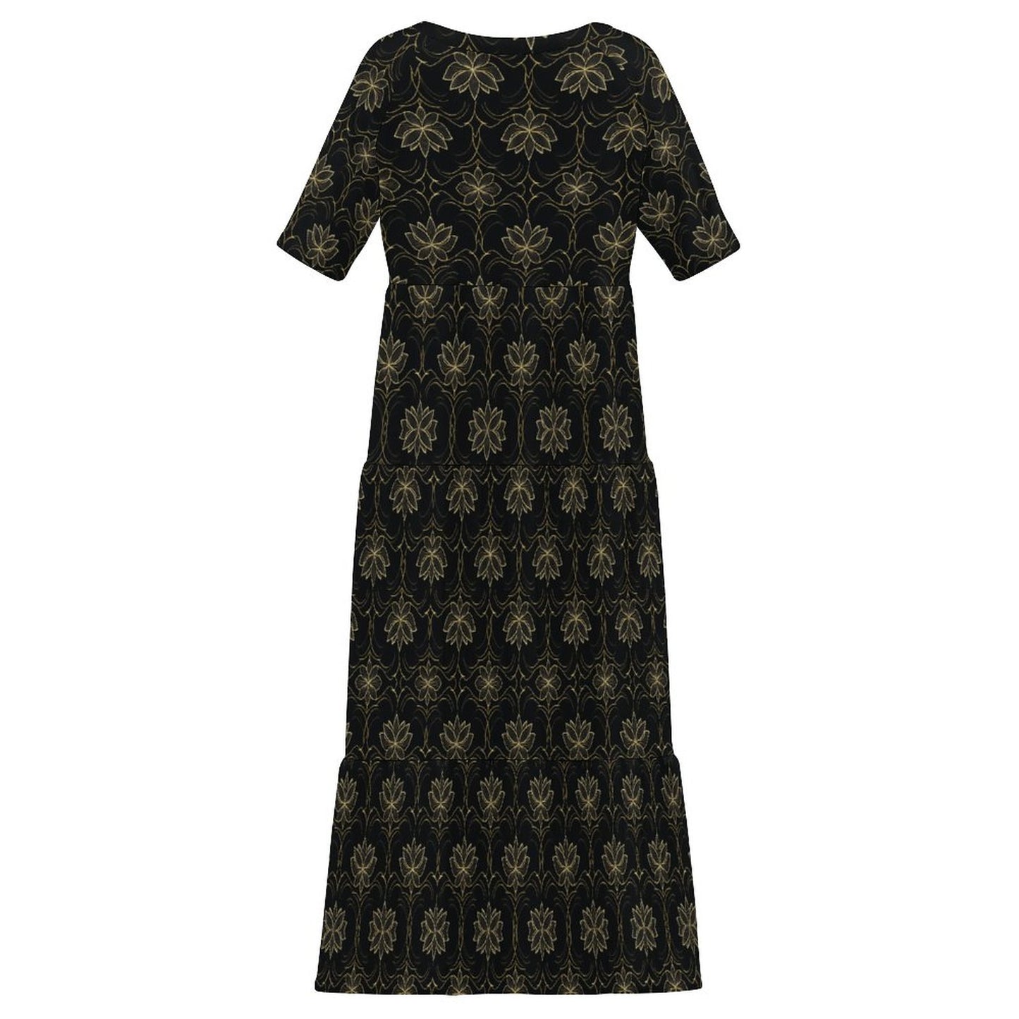 Wide Round Neck 3/4 Sleeve Long Dress