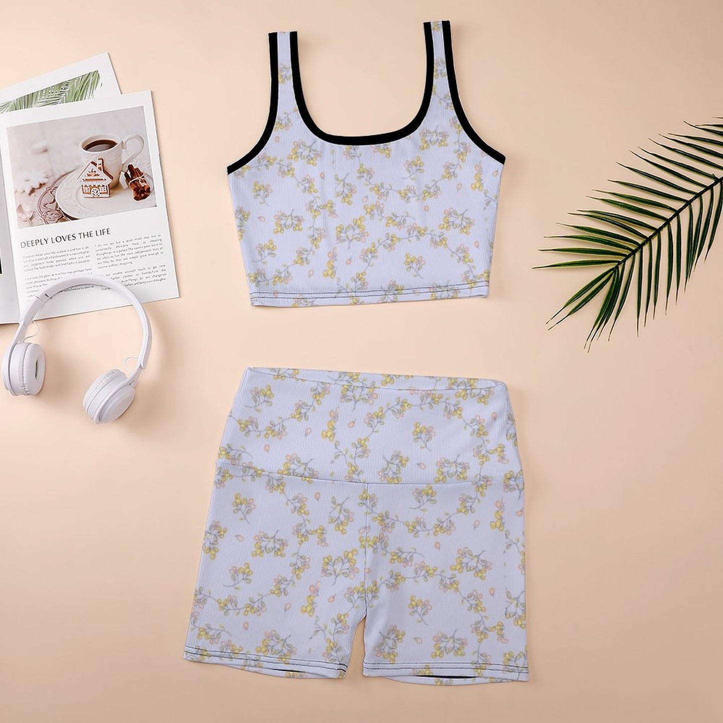 Custom Printed Patterned Ribbed Yoga Sets