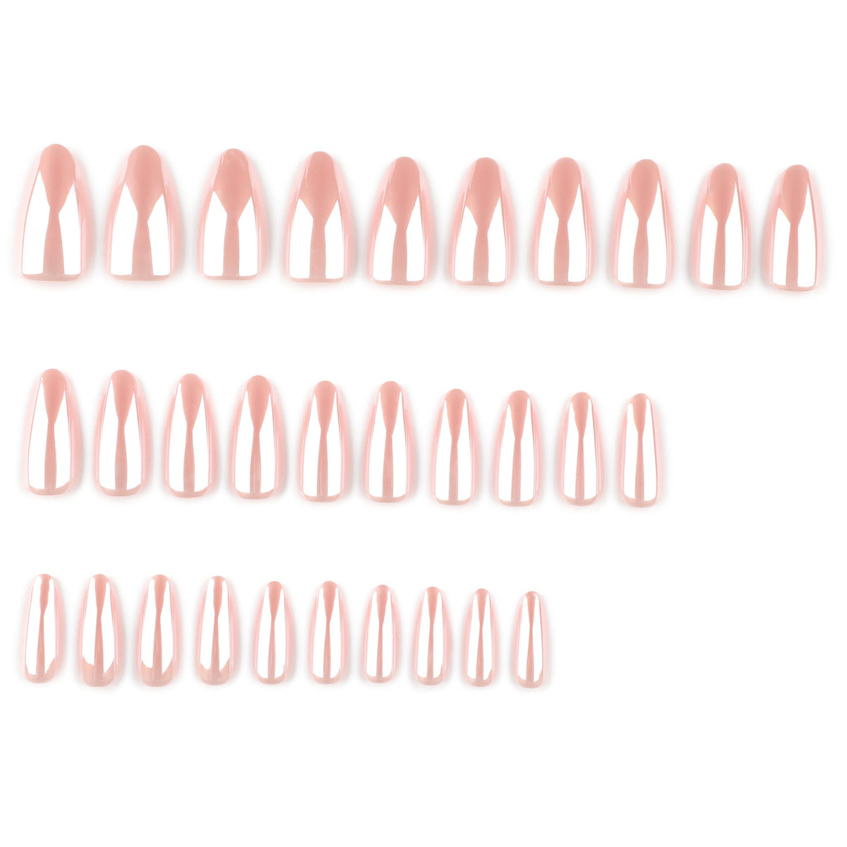 Simple bare powder solid color coating flash almond press-on nails – Image 2