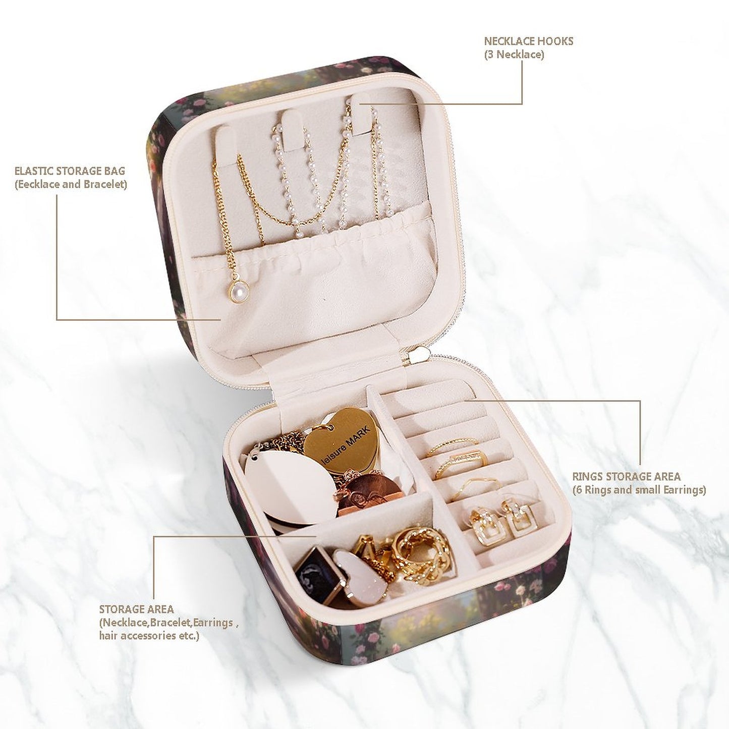 Box Organizer for Jewelry Rose Circle