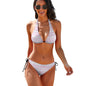 Two Piece Halter Swimsuit Pink Plaid