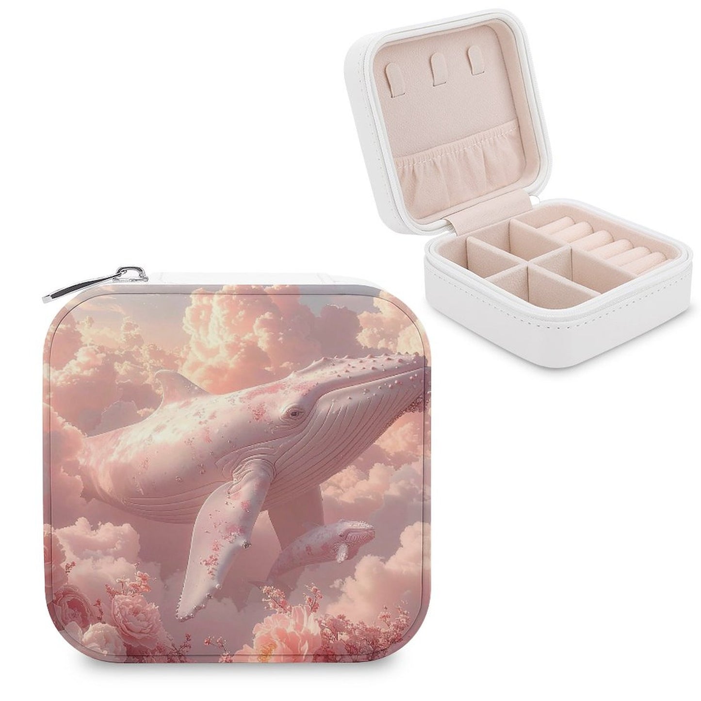 PU Portable Travel Jewellery Box - Pink Whale