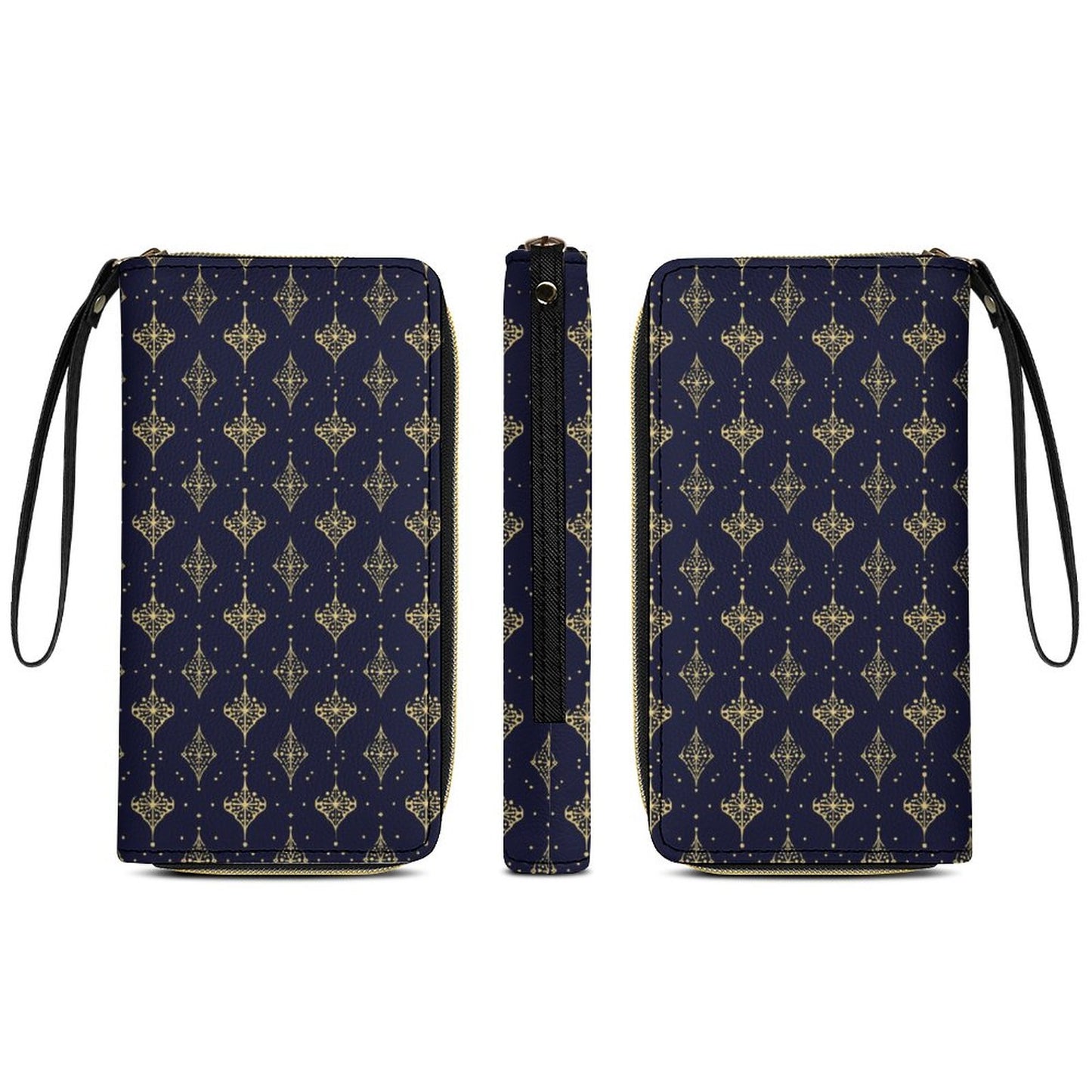 Leather Wallet with Wristlet Strap (2 Pictures on 2 Sides)