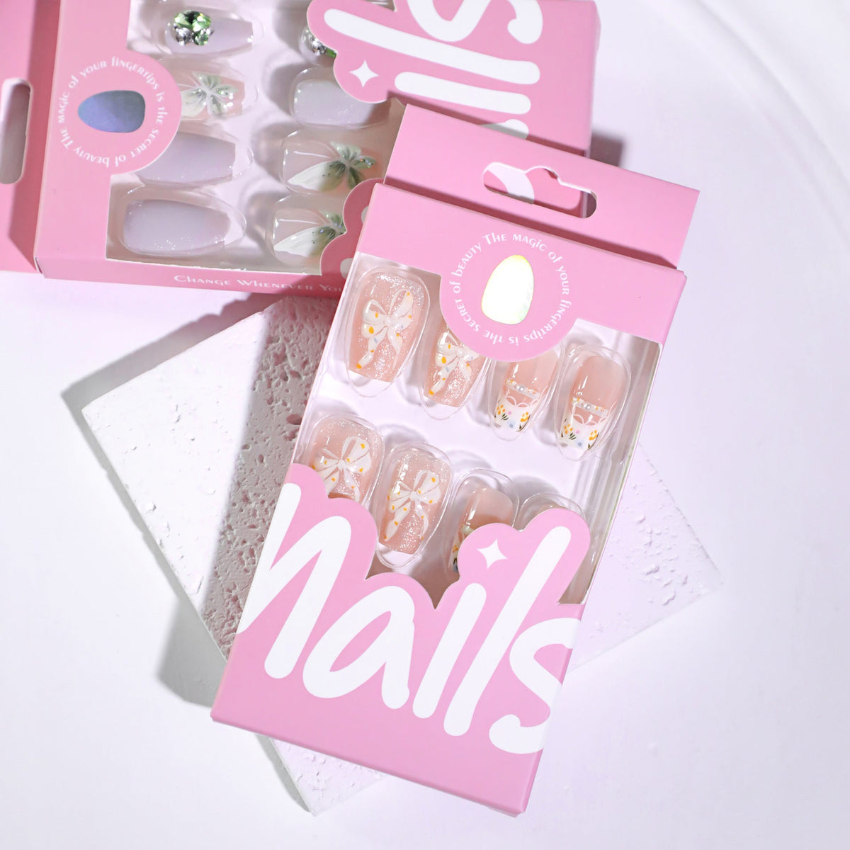 3D bow manicure short ballet wearable cat eye hot-selling wearable 365nails – Image 4