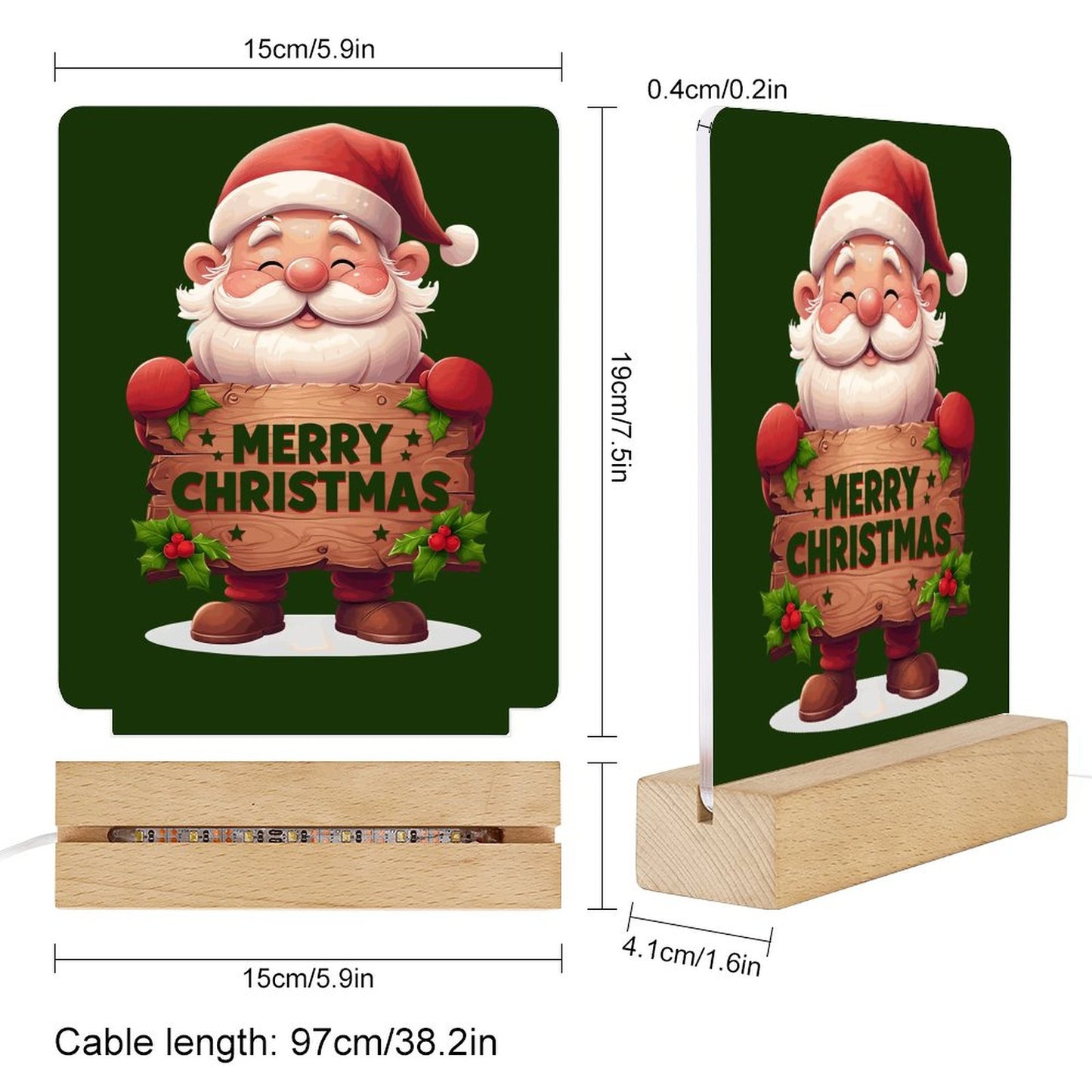 Acrylic Photo Night Light with Wooden Base