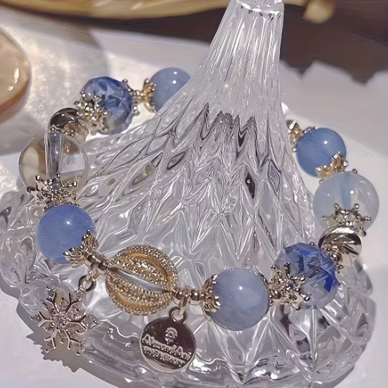 Retro Bohemian Palace Style Beaded Bracelet - Luxury Fairy Tale Dream Blue Beads Suitable for Lunar New Year Gifts,. Day, Mother' Day, for Daily Wear & Special Occasions, Year-Round Elegant Accessory