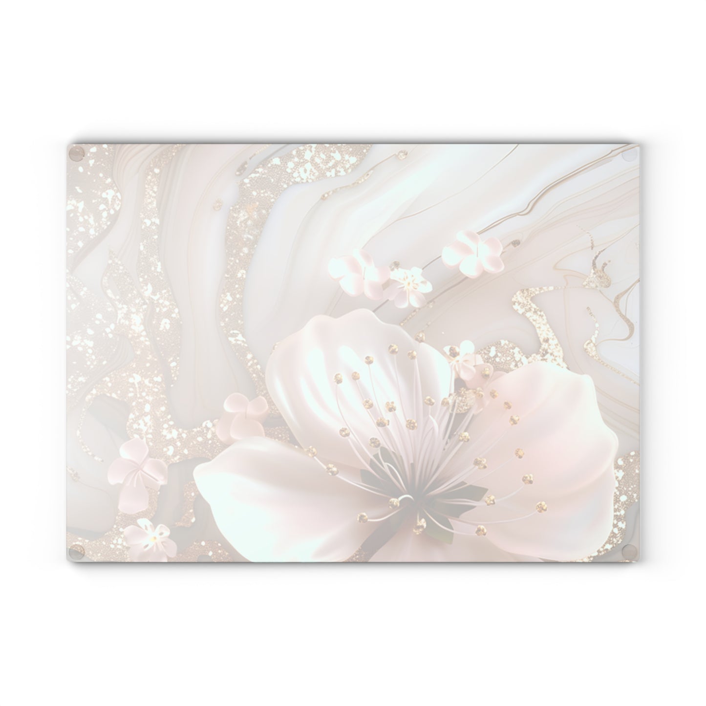 Elegant Floral Glass Cutting Board - Kitchen Decor