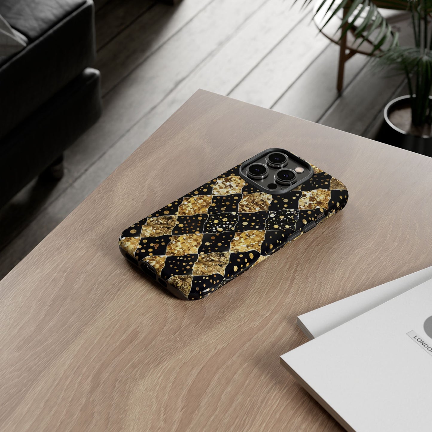 Elegant Gold & Black Phone Case for Tough Protection