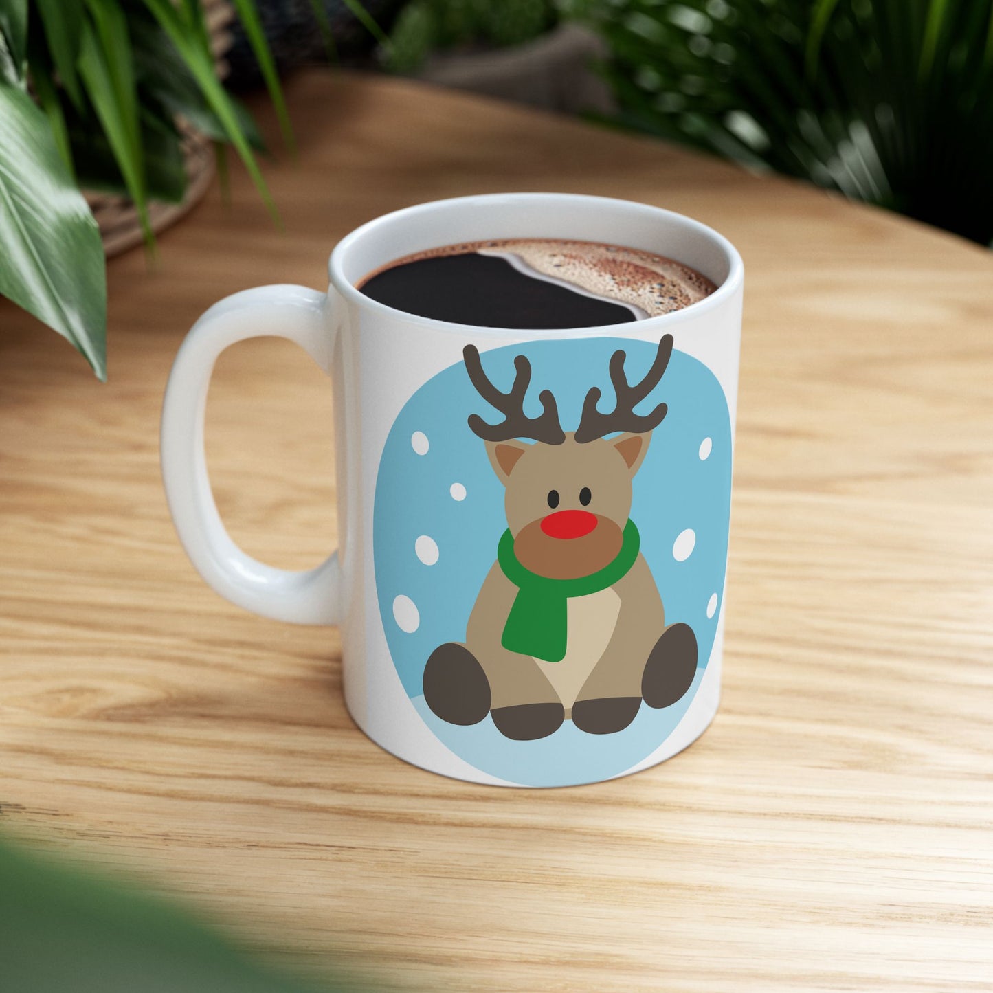 Christmas Reindeer Ceramic Mug — Cute Holiday Coffee Cup (11oz & 15oz)