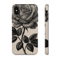 Black Rose Phone Case, Tough Cases with Floral Design, Elegant Tech Accessory, Gift for Flower Lovers, Stylish Protection