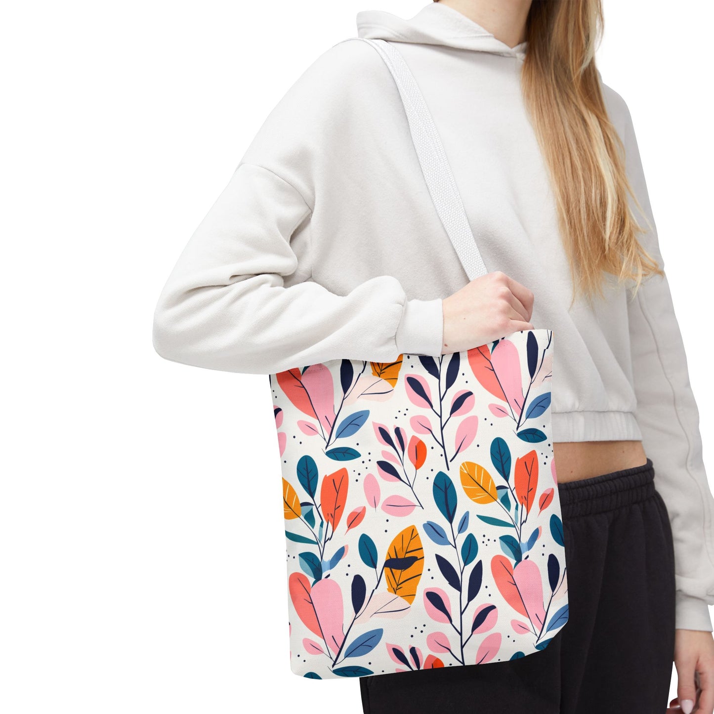 Floral Leaves Tote Bag — Colorful Botanical All-Over Print Bag