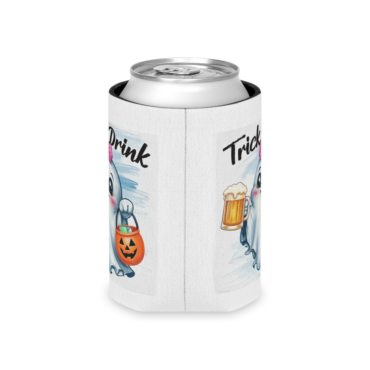Cute Ghost Can Cooler, Halloween Drink Holder, Trick or Treat Beverage Insulator, Funny Party Favor, Unique Gift Idea