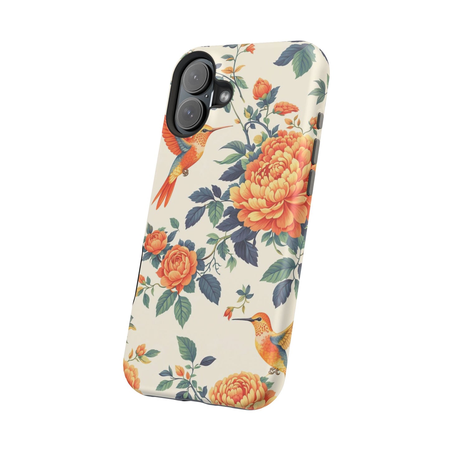 Floral Hummingbird Magnetic Phone Case — Impact-Resistant Protective Cover