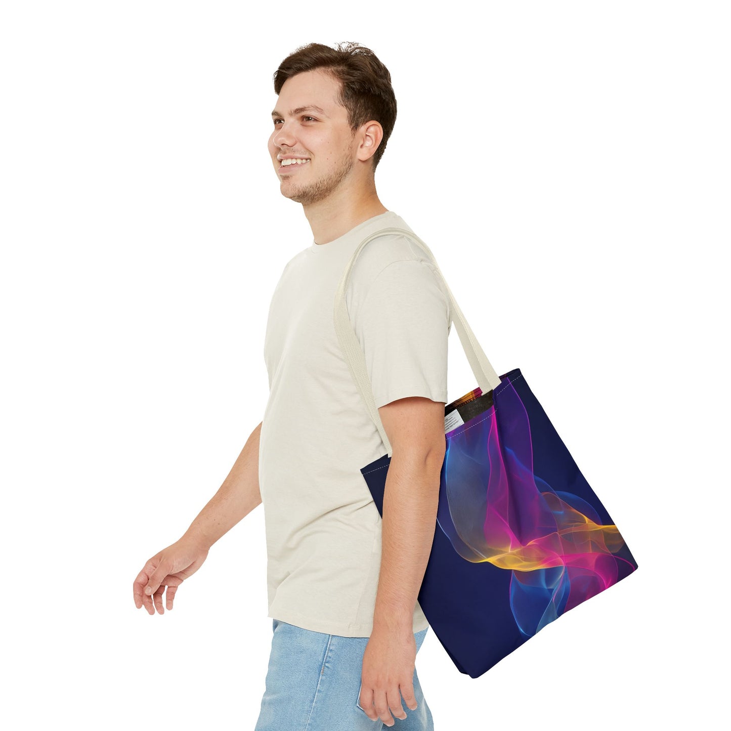 Colorful Abstract Tote Bag, Stylish Shopping Bag, Reusable Groceries Bag