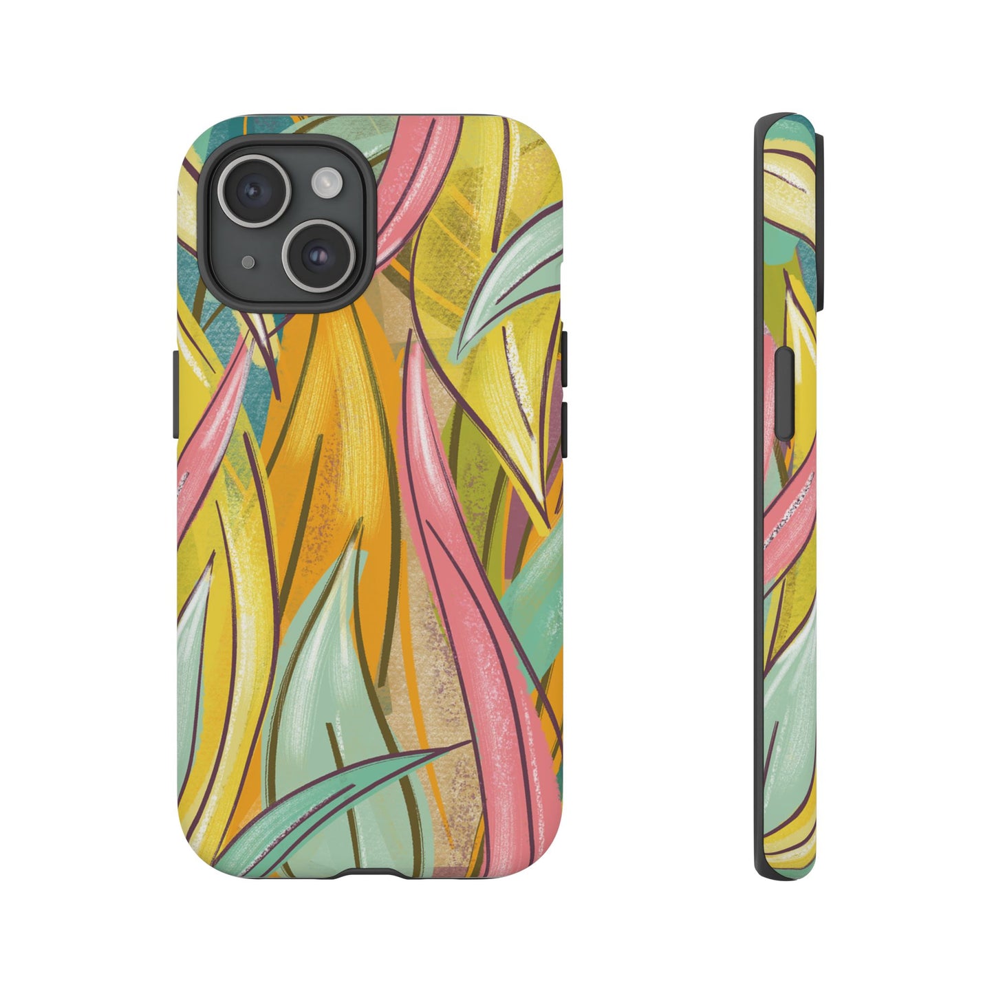 Vibrant Phone Case with Colorful Leaf Design, Tough Cases for Nature Lovers, Eco-Friendly Gift, Summer Vibes, Floral Phone Cover